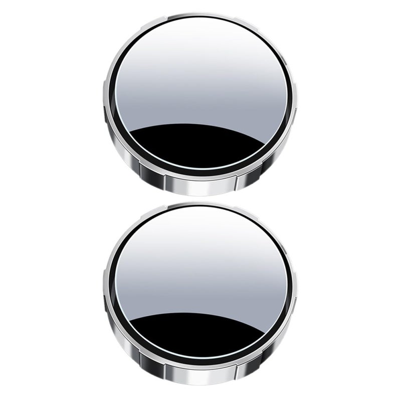 2Pcs Silver Round Car Blind Spot Mirrors Wide Angle HD Suction Mount for Trucks SUVs - Image 2
