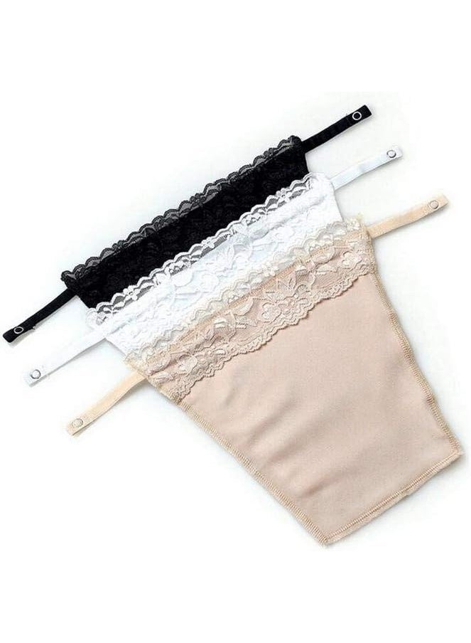 Set of 3 Clip-on Camisole, Black/Beige/White - Image 1