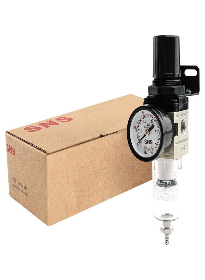 SNS Compressed Air Filter Regulator Piggyback Combo 1/4”NPT- Semi-auto Drain, Bracket, Gauge Poly Bowl AW2000-N02A - Image 5