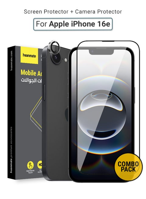 2 in 1 Apple iPhone 16e Screen & Camera Protector - High Transparency Full Coverage Shield for Scratch & Impact Protection - Screen & Camera Protector for Apple iPhone 16e