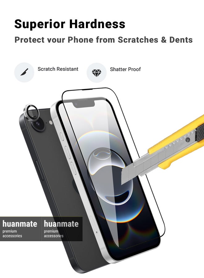2 in 1 Apple iPhone 16e Screen & Camera Protector - High Transparency Full Coverage Shield for Scratch & Impact Protection - Screen & Camera Protector for Apple iPhone 16e