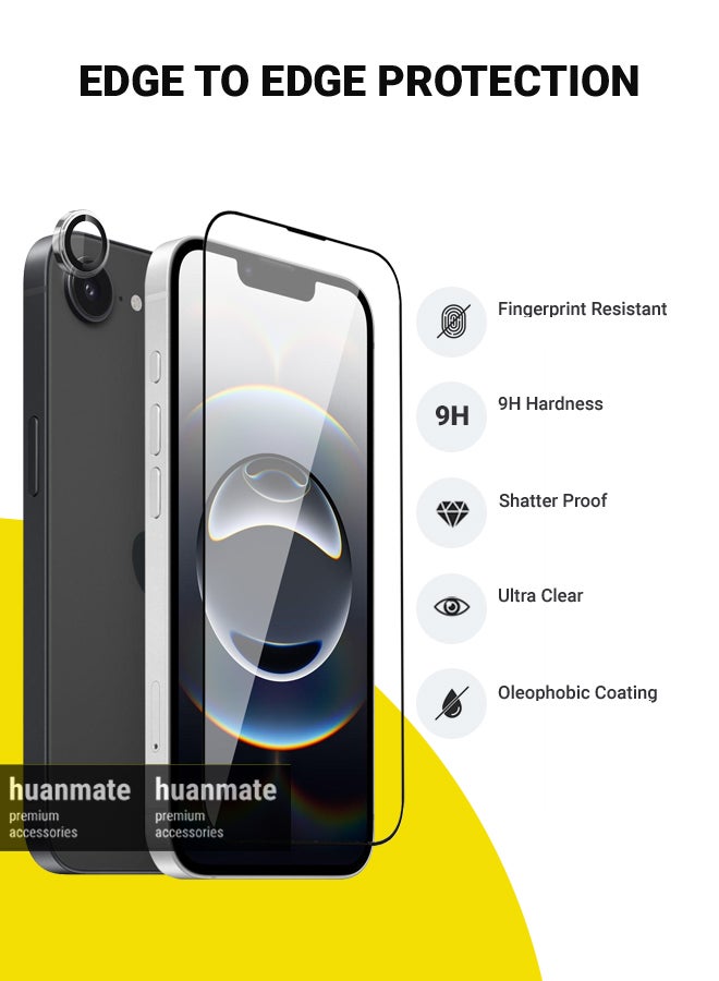 2 in 1 Apple iPhone 16e Screen & Camera Protector - High Transparency Full Coverage Shield for Scratch & Impact Protection - Screen & Camera Protector for Apple iPhone 16e