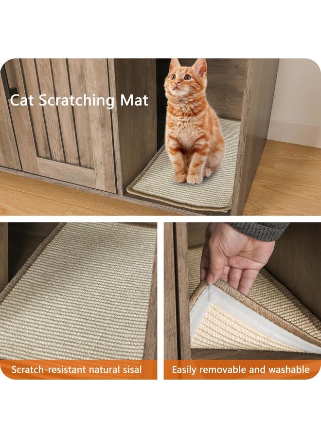 DWANTON Litter Box Enclosure, Cat Litter Box Furniture Hidden, with Scratching Mat, Wooden Cat Washroom Indoor, 31.5" L x 19.7" W x 21.7" H, Greige - Image 5