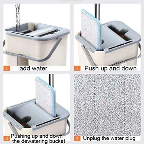DITCAFOS Collection Mop with Bucket HandsFree Microfiber Flat Spin Mop System 280 Flexible Head Mop with 2 Microfiber Pads Stainless Steel Handle - Image 5