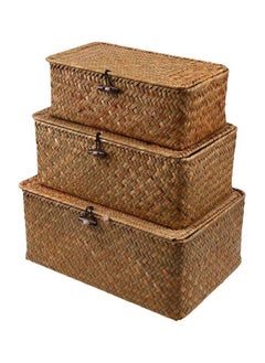 Generic FFD Hand Wooven Storage Basket Box Set of 3pcs 32x18x25  - Image 2