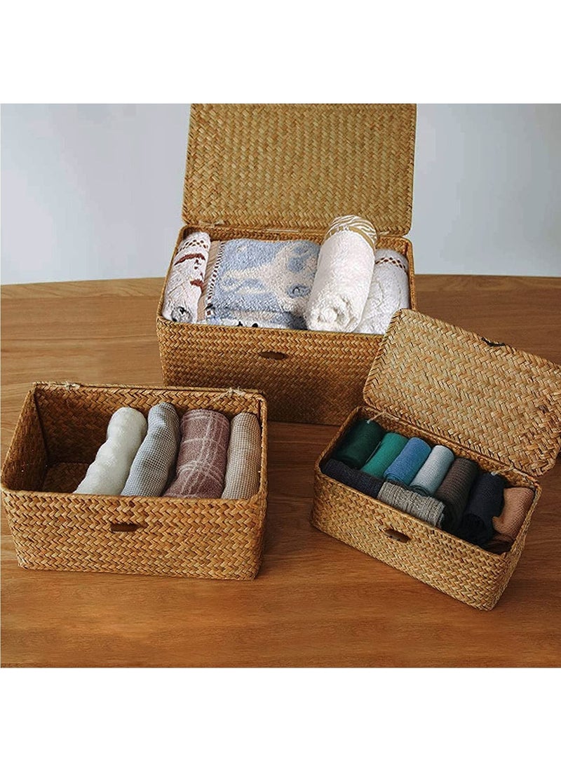 Generic FFD Hand Wooven Storage Basket Box Set of 3pcs 32x18x25 - Image 3