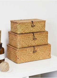 Generic FFD Hand Wooven Storage Basket Box Set of 3pcs 32x18x25  - Image 1