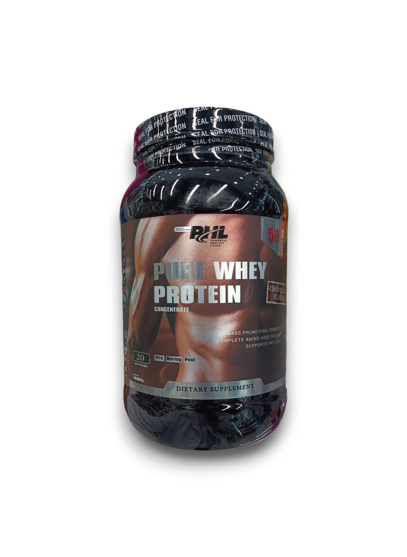 Powerful Healthy Living - Pure Whey Protein, Chocolate Flavour, 1000gm, 50 Scoops - Image 1