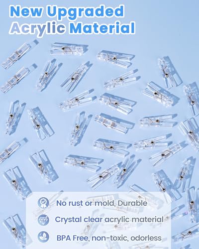 JUXINGDAZYF 60PCS Clear Clothes Pins for Baby Shower Games Boy Girl, Transparent Acrylic Clothes Pin Bulk, 1.4'' Mini Clothespins for Photos, DIY Crafts, Baby Shower Game Prop/Party Favors/Decorations - Image 2