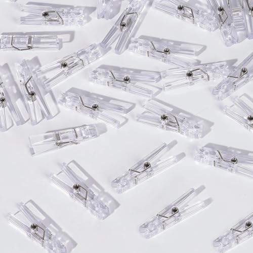 JUXINGDAZYF 60PCS Clear Clothes Pins for Baby Shower Games Boy Girl, Transparent Acrylic Clothes Pin Bulk, 1.4'' Mini Clothespins for Photos, DIY Crafts, Baby Shower Game Prop/Party Favors/Decorations - Image 1