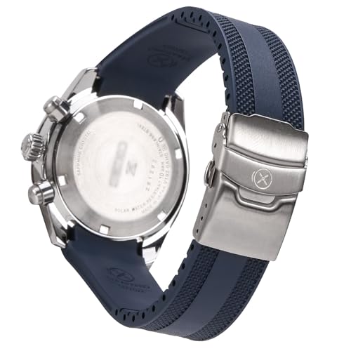 INO Design StrapXPro(SMX03A) Watch Band 20mm Curved-end Rubber Watch Strap Replacement for Seiko Prospex Speedtimer SSC813, SSC815, SSC817, SSC819, SSC909, SSC917, SSC933 (Navy Blue with Silver Clasp) - Image 1
