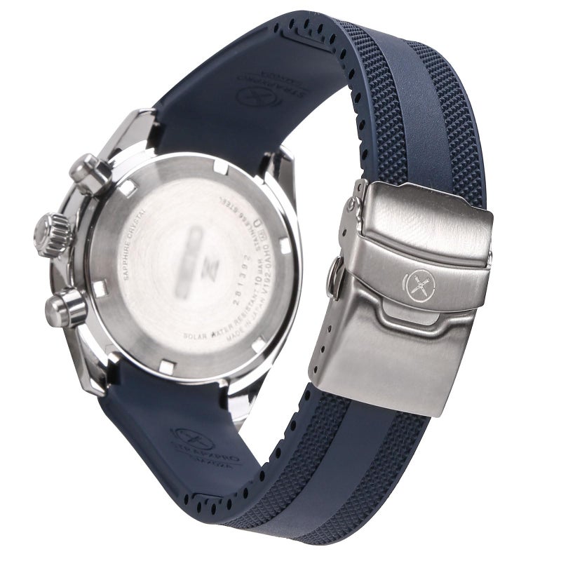 INO Design StrapXPro(SMX03A) Watch Band 20mm Curved-end Rubber Watch Strap Replacement for Seiko Prospex Speedtimer SSC813, SSC815, SSC817, SSC819, SSC909, SSC917, SSC933 (Navy Blue with Silver Clasp) - Image 5