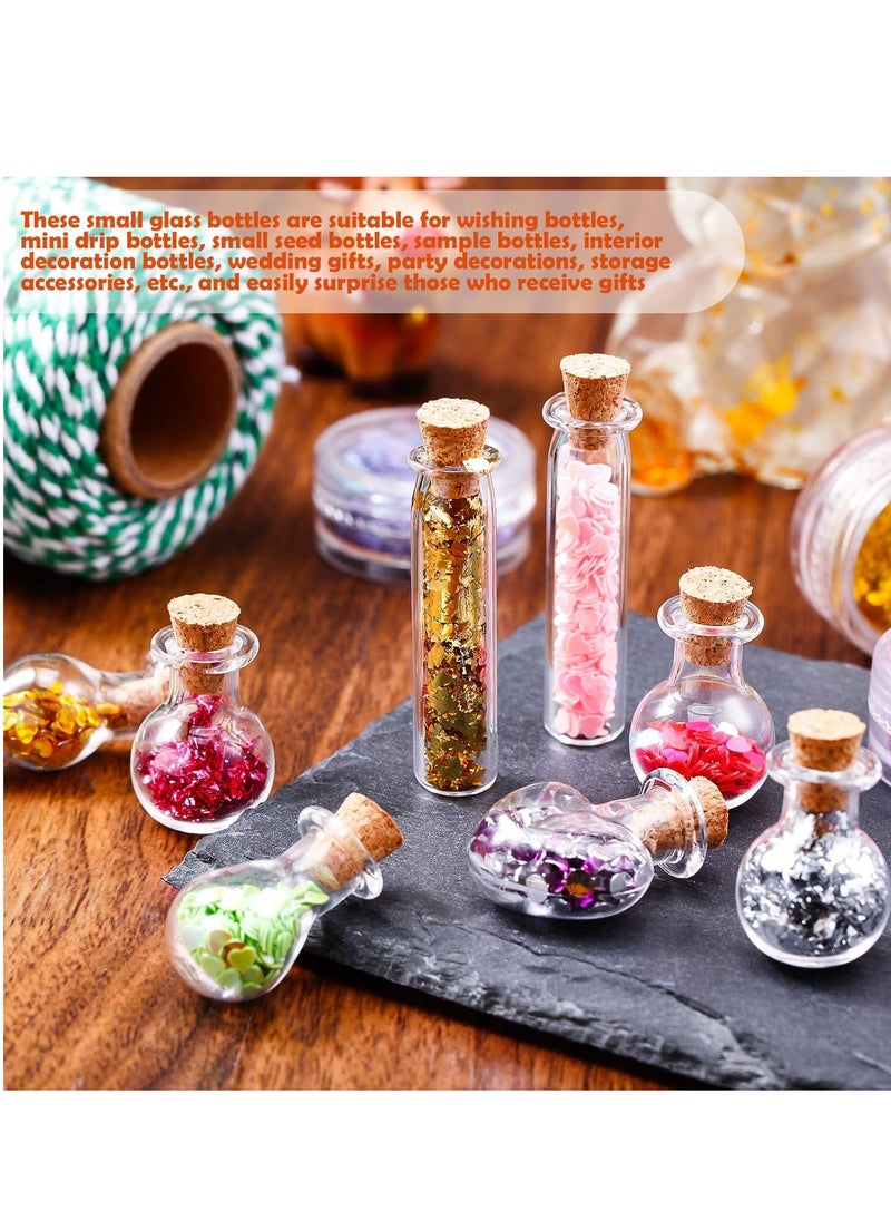SYOSI - Small Mini Glass Bottles Tiny Jars With Cork Stoppers 5 Shapes Tiny Wishing Drifting Bottle for Wedding Party DIY Decoration Bead Containers Arts and Crafts DIY Projects Geometric Shape 50Pcs - Image 1
