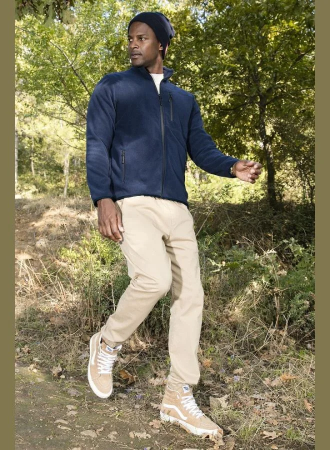 Buratti  Buratti Slim Fit Zip-Up Pocket Stand Collar Cold-Proof Fleece Cardigan for Men 5906028 for Men | Best Price UAE