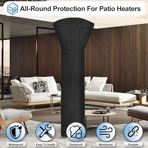 OutdoorLines أغطية سخان الفناء الخارجي المقاومة للماء من OutdoorLines مع سحاب وحقيبة تخزين، مقاومة للغبار والأشعة فوق البنفسجية والرياح، مقاومة للبروبان للاستخدام الشاق لسخان الوقوف، 1 عبوة - 89Hx33Dx19B بوصة باللون الأسود - Image 4