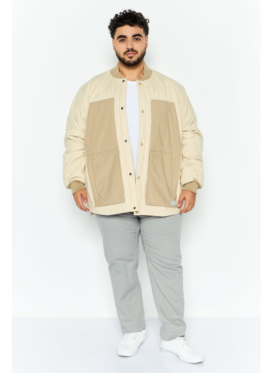 Eddie Bauer - Men Long Sleeves Plain Bomber Jacket, Beige - Image 1