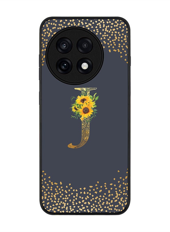 Stylizedd For OnePlus 13R / Ace 5 Pro Case,Slim fit Camera Protection, Shockproof Thin Phone cover  - Custom Floral Monogram - J  (Grey )