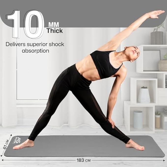 Allure Sphere Yoga Mat With Strap 10Mm Thick Non-Slip Nbr Floor Exercise Matt For Pilates Gymnastics Aerobic Stretching Fitness Workout Home Gym Mats Hiking Camping Outdoor - Image 4