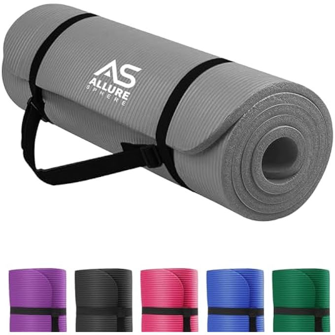 Allure Sphere Yoga Mat With Strap 10Mm Thick Non-Slip Nbr Floor Exercise Matt For Pilates Gymnastics Aerobic Stretching Fitness Workout Home Gym Mats Hiking Camping Outdoor - Image 2