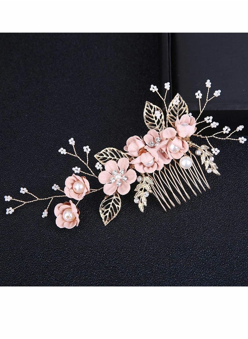 Excefore Wedding Hair Comb, 4 Pcs Bridal Wedding Handmade Floral Hair Comb Set  - Image 2