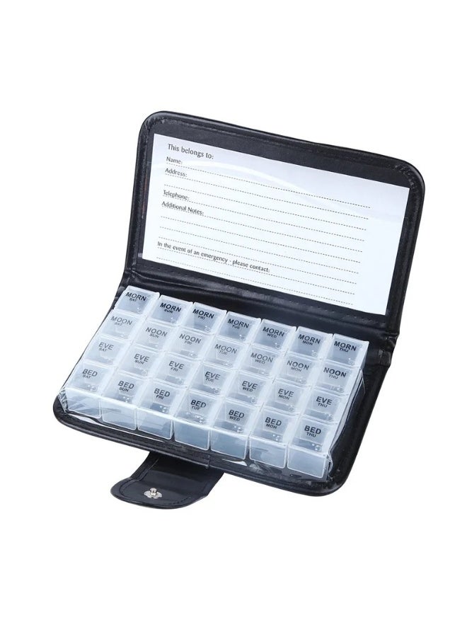 منظم حبوب دواء كبير مع إنذار وتذكير بالقفل لمدة 7 أيام أسبوعيًا - Image 1
