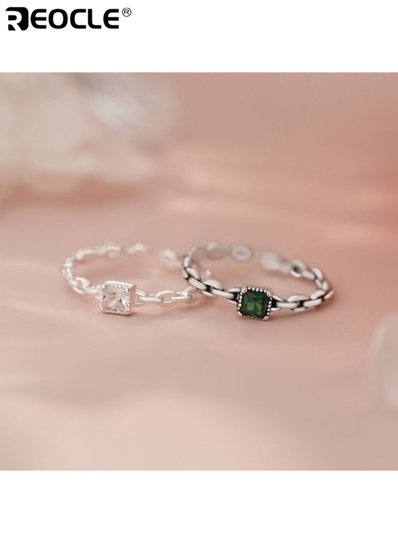 ريوكل خاتم نسائي من الفضة الإسترليني بحجر الزركونيا المكعب وتصميم متشابك - مجوهرات على الطراز البسيط بتشطيب أنيق للارتداء اليومي وفي المناسبات الخاصة - Image 5