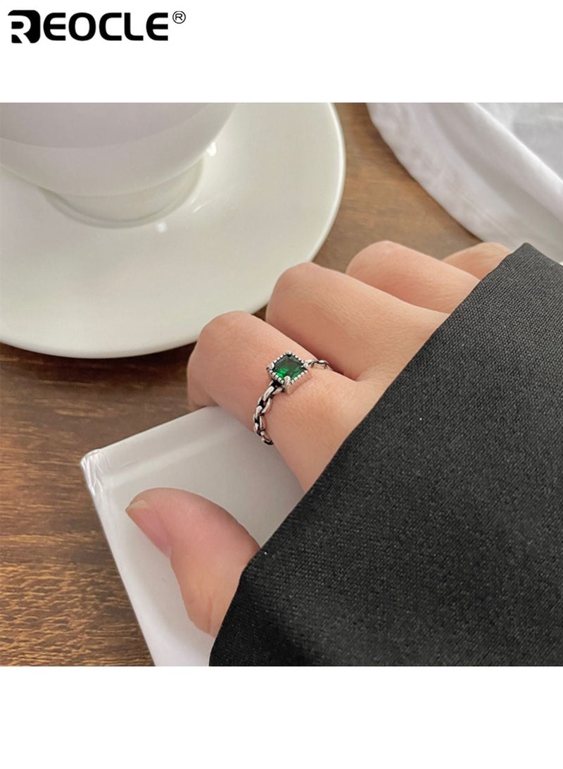 REOCLE Women's Sterling Silver Ring with Cubic Zirconia Stone and Intertwined Design Minimalist Style Jewelry with Elegant Finish for Daily Special Occasion Wear - Image 3