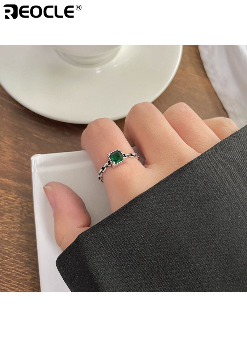 REOCLE Women's Sterling Silver Ring with Cubic Zirconia Stone and Intertwined Design Minimalist Style Jewelry with Elegant Finish for Daily Special Occasion Wear - Image 2