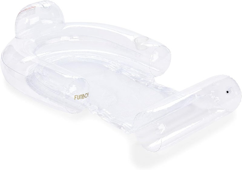 FUNBOY FUNBOY Clear Inflatable Mesh Pool Float 2in1 Pool Chair Float  Mesh Water Hammock 53 Pool Hammock Float for Adults Swimming Pool Accessories  Tanning Pool Lounger Float for Pool Party  Summer 