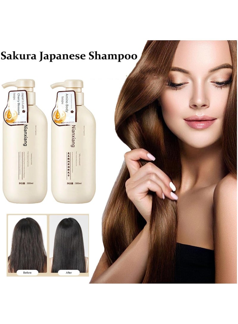 Sakura Japanese Shampoo, Shampoo Conditioner Japanese and shower gel，Prevent hair loss and repair dry and damaged hair, Thick and Smooth Hair, for All Hair Type - Image 2