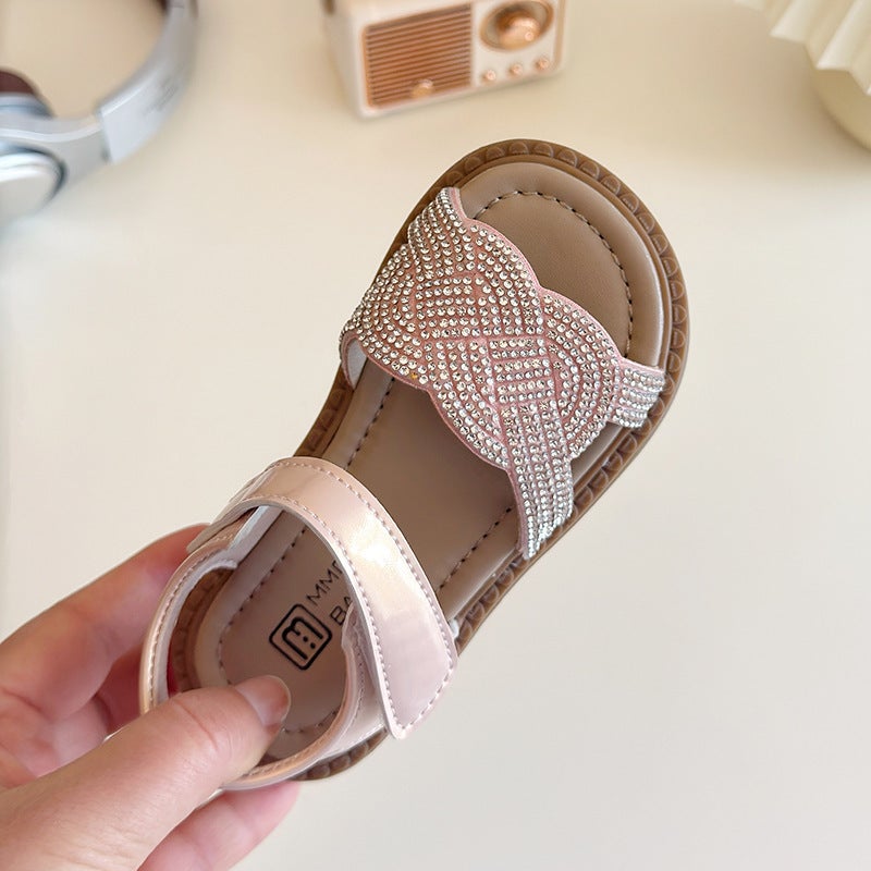 Children'S Shoes Women'S New Rhinestone Sandals Primary School Sandals Women'S Stylish Princess Shoes Little Girl Beach Shoes Baby - Image 5