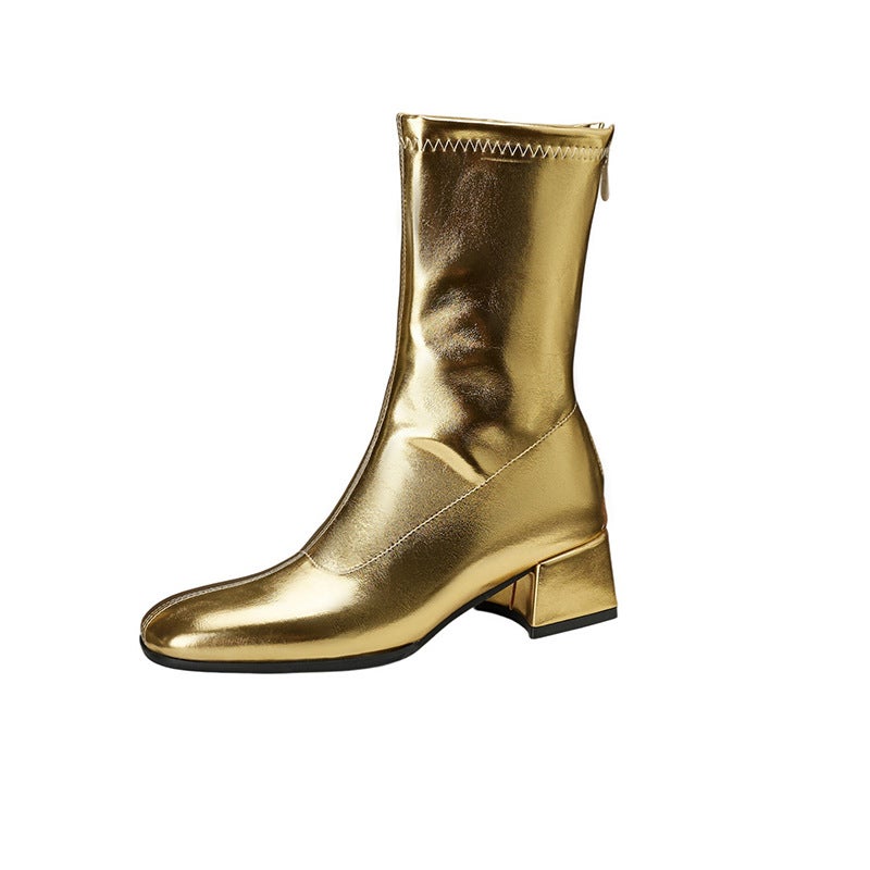 Lazada British Style Fashion Medium Heel 32-46 Size Square Toe Low Boots For Women - Image 1