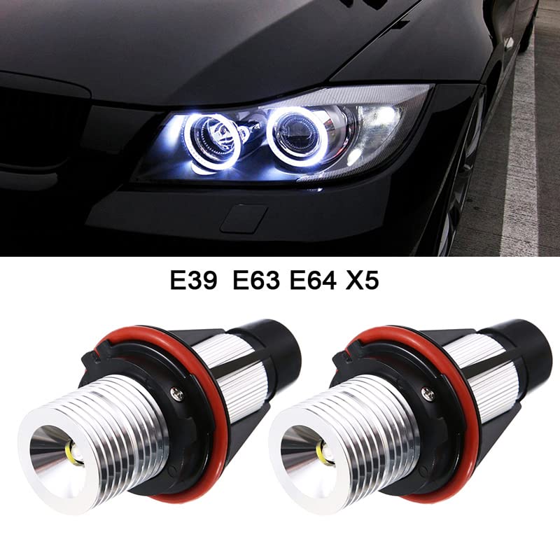 ePathChina 2 قطع 1000LM أضواء عين الملائكة لمبات LED حلقة علامة 5W 6000K بيضاء لسيارات BMW E39 E53 E63 E64 (بيضاء) - Image 2