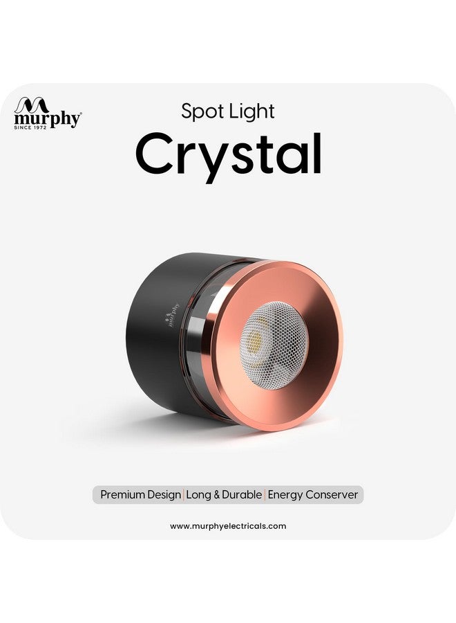 Murphy 6W Crystal Black Rose Gold Cylindrical COB Surface Lights for Ceiling (Warm White, Pack of 4) - Image 3