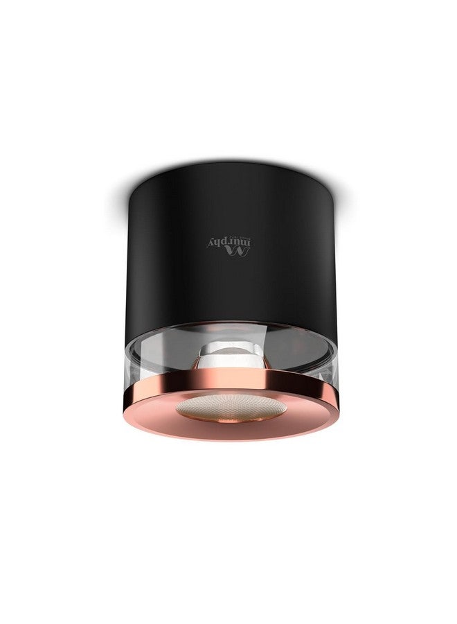 Murphy 6W Crystal Black Rose Gold Cylindrical COB Surface Lights for Ceiling (Warm White, Pack of 4) - Image 1