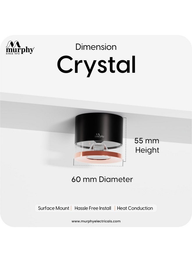 Murphy 6W Crystal Black Rose Gold Cylindrical COB Surface Lights for Ceiling (Warm White, Pack of 4) - Image 5