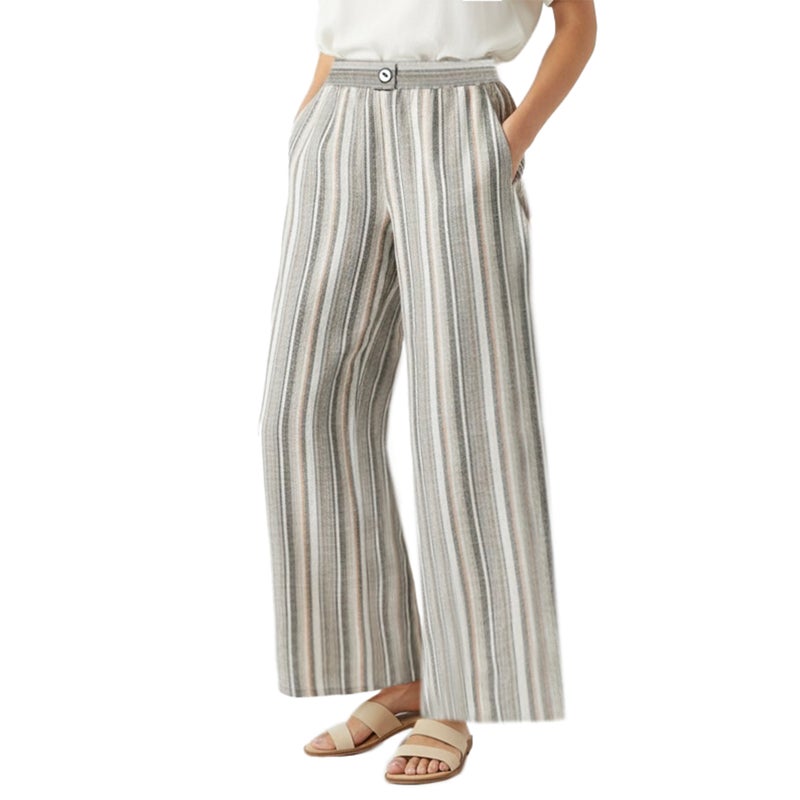 Smoky Egypt Women's High-Waisted Pure Linen Pants - Cafe - Image 2