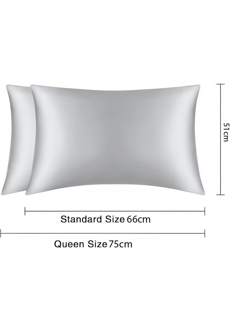 BELANO 2PCS Satin Pillowcase for Hair & Skin,  51×75 cm with Hidden Zipper, Ultra-Smooth Cooling Pillow Cases for Hot Sleepers (Light Grey) - Image 2