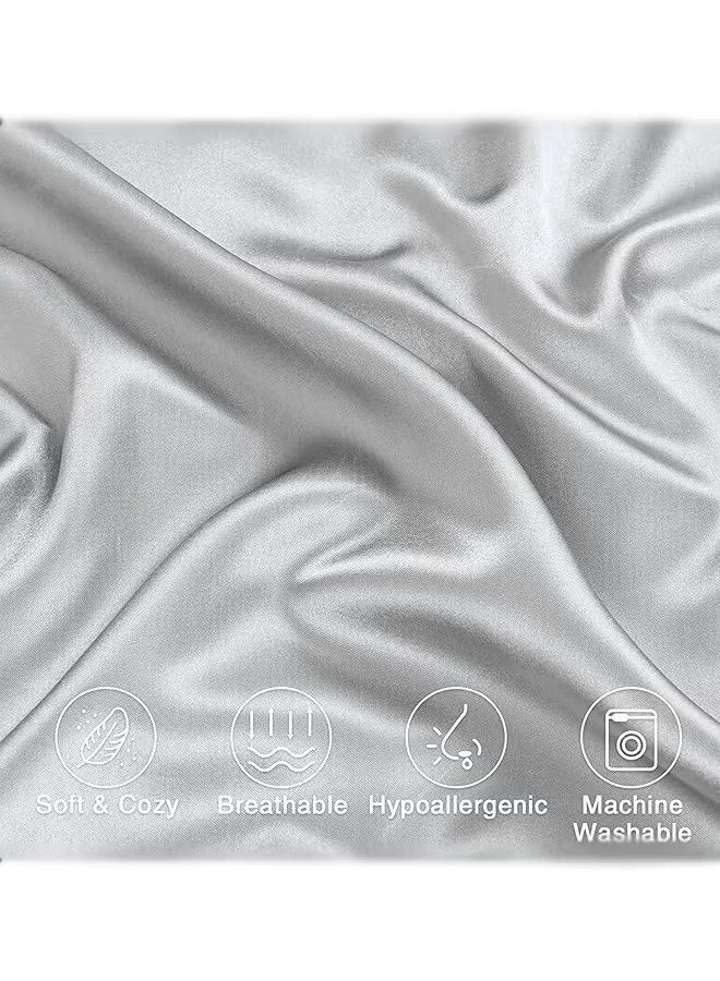 BELANO 2Pack Satin Pillowcase,Soft Pillow Case Cover with Hidden Zipper, Cooling Smooth Silk-Like Pillow Case 50x75 cm(Silver Grey) - Image 5