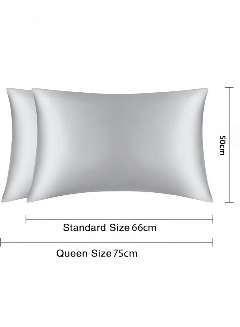 BELANO 2Pack Satin Pillowcase,Soft Pillow Case Cover with Hidden Zipper, Cooling Smooth Silk-Like Pillow Case 50x75 cm(Silver Grey) - Image 2