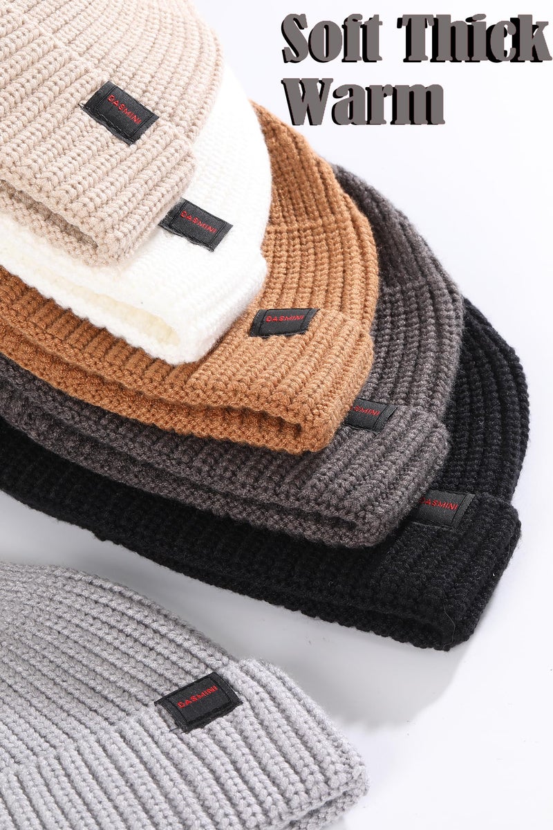 DASMINI Fisherman Beanie Hats for Men Women,Knit Trawler Skull Cap,Watch Cap,Thick Stretchy Short Hats(Black,Size M) - Image 5