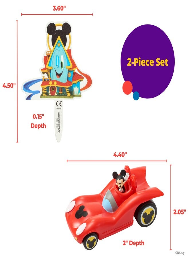 DecoPac DecoSet® Disney Mickey Mouse Funhouse Sweet Adventures, 2-Piece Topper Set with Waving Mickey In Car and Pic To Set The Scene, For Birthday, Party, Celebration - Image 4