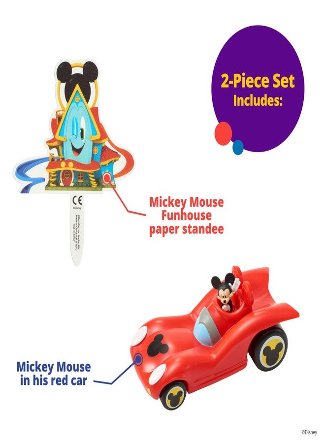 DecoPac DecoSet® Disney Mickey Mouse Funhouse Sweet Adventures, 2-Piece Topper Set with Waving Mickey In Car and Pic To Set The Scene, For Birthday, Party, Celebration - Image 5