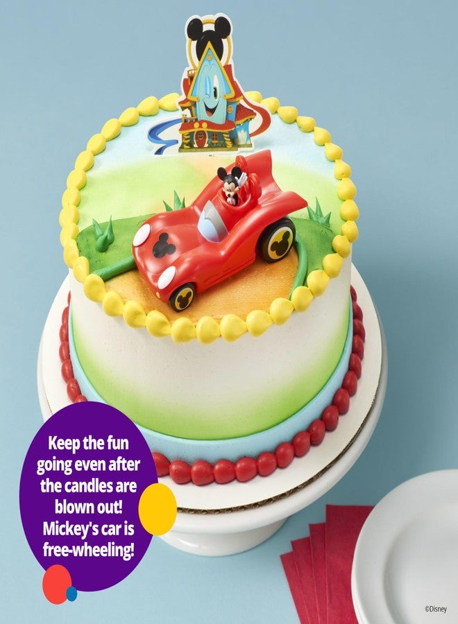 DecoPac DecoSet® Disney Mickey Mouse Funhouse Sweet Adventures, 2-Piece Topper Set with Waving Mickey In Car and Pic To Set The Scene, For Birthday, Party, Celebration - Image 2