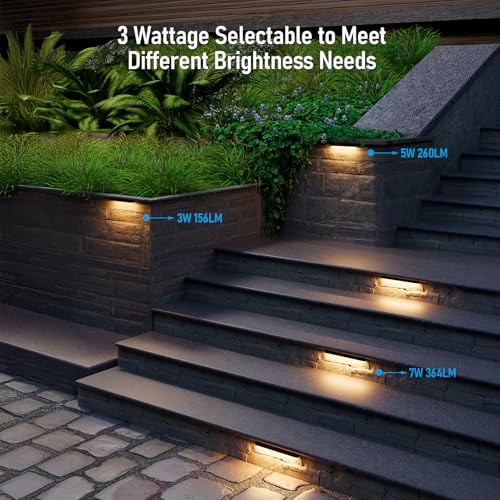 LEONLITE 8-Pack 12 Inch LED Hardscape Lighting, Update Retaining Wall Lights, LED Landscape Lighting, 12-24V AC/DC Paver Light Low Voltage, 3W/5W/7W Dimmable Outdoor Step Lights, 2700K Soft White, ETL - Image 2