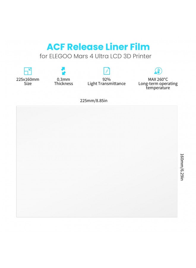 ELEGOO 5PCS ACF Release Liner Film for Mars 4 Ultra LCD 3D Printer with Less Release Tension, Support 3X Faster Printing, 225 * 160mm, 0.3mm Thickness - Image 4