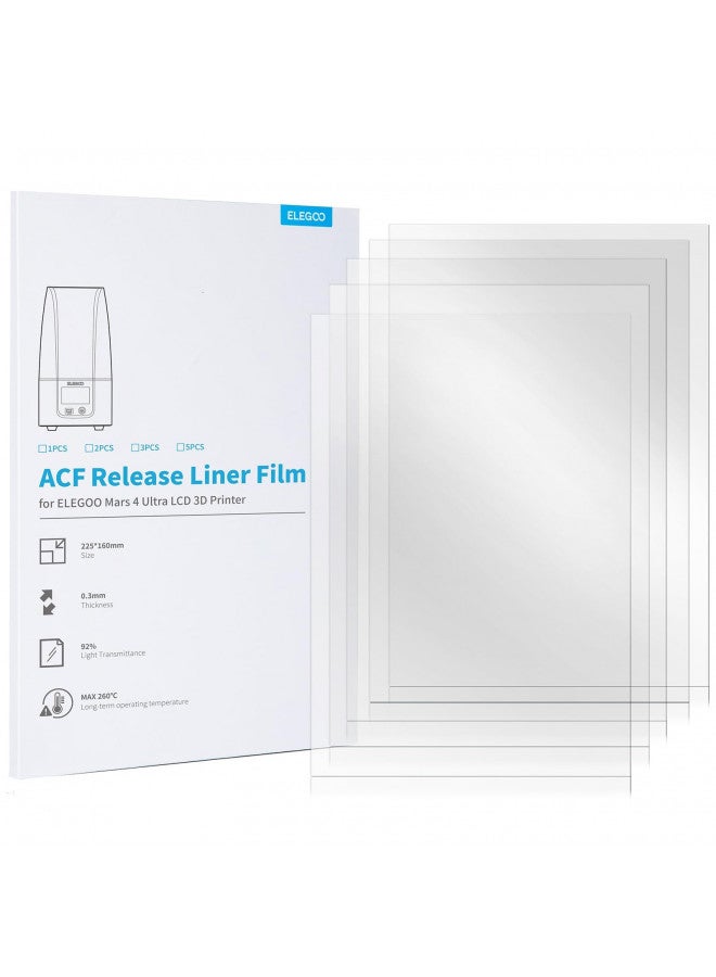 ELEGOO 5PCS ACF Release Liner Film for Mars 4 Ultra LCD 3D Printer with Less Release Tension, Support 3X Faster Printing, 225 * 160mm, 0.3mm Thickness - Image 1