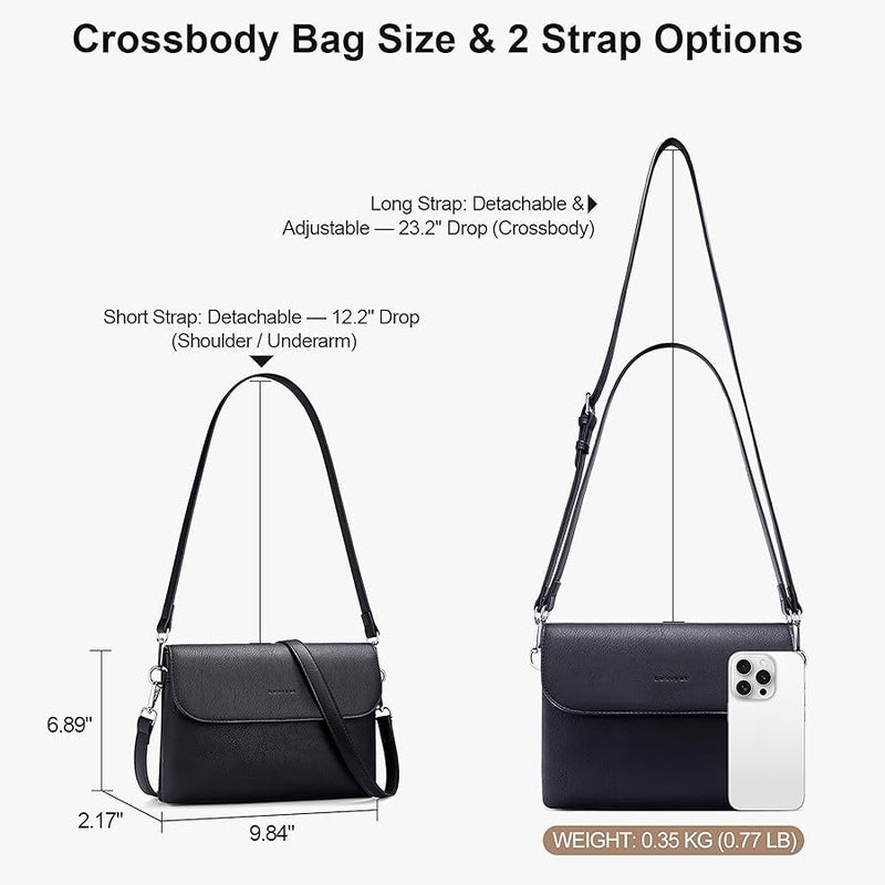 Lexiyat Crossbody Bags for Women Vegan Leather Travel Small Cell Phone Purse Rfid Shoulder Bag with 2 Straps - Image 5