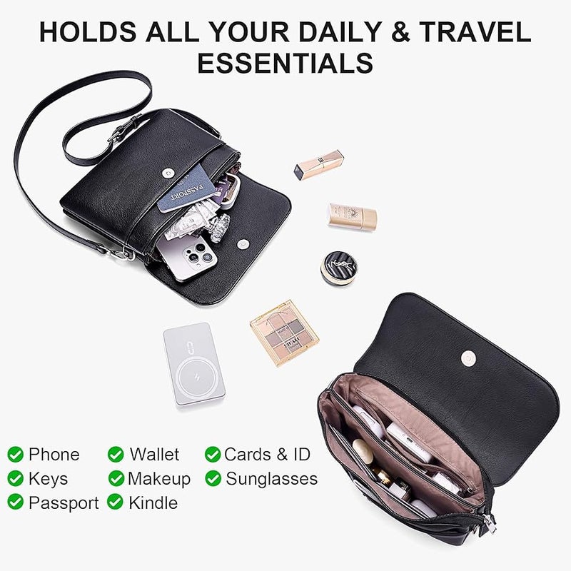Lexiyat Crossbody Bags for Women Vegan Leather Travel Small Cell Phone Purse Rfid Shoulder Bag with 2 Straps - Image 3