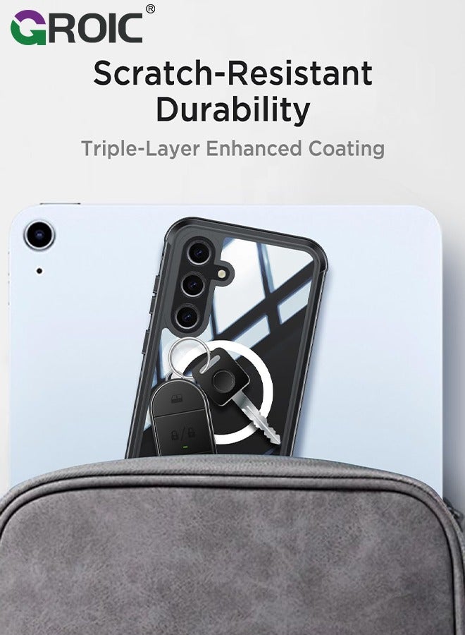 GROIC for Samsung Galaxy S25 Case, with Built-in HD Screen Protector Shockproof Anti Spy Magnetic Back Phone Cover for S25 5G, Black - Image 4